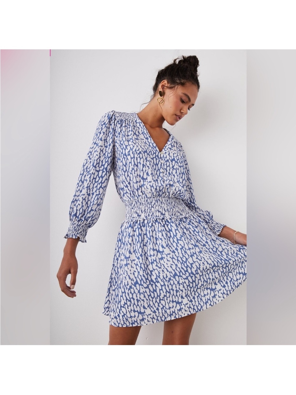 Rails Zana Dress in Cobalt Static Leopard blue women’s size M